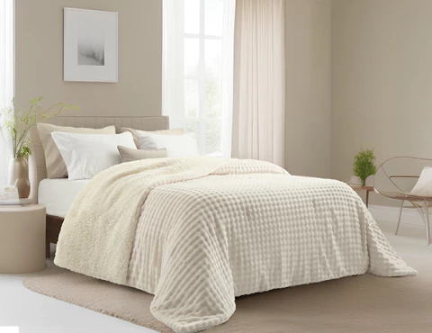 Edredón MARRUECOS flannel fleece bubble con efecto de ondas 3D y reverso de corderito. ¡PREMIUM! - 2 1/2 PL