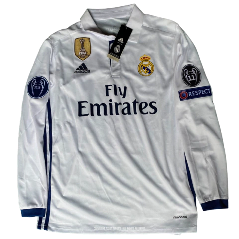 REAL MADRID - HOME 2016/17 MANGA LONGA CHAMPIONS LEAGUE - RONALDO#7 [RETRÔ]