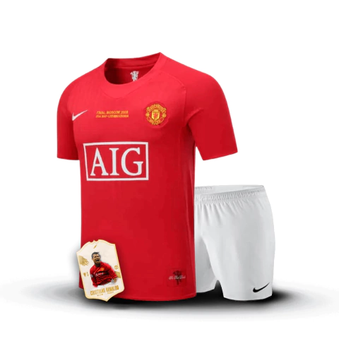 Kit Infantil CR7 2008 - Camisa Manchester United Home 2007/08 Final Champions League + Short [Versão Retrô] - comprar online