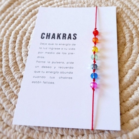 Pulsera 7 Chakras Roja Nudos