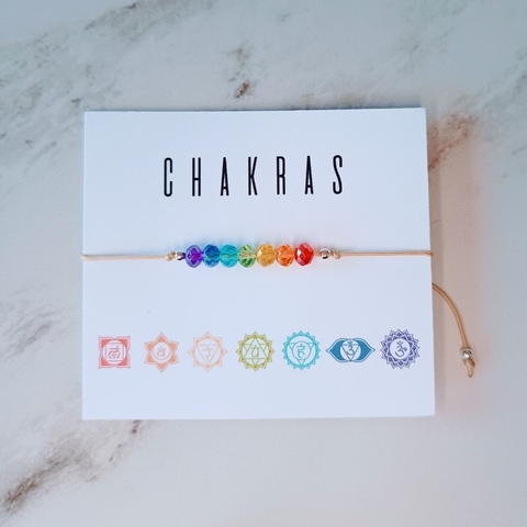 Pulsera Dije 7 Chakras Beige