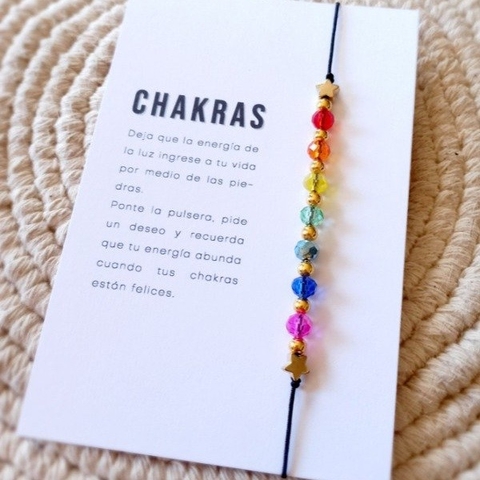 Pulsera 7 Chakras Negro Dorado