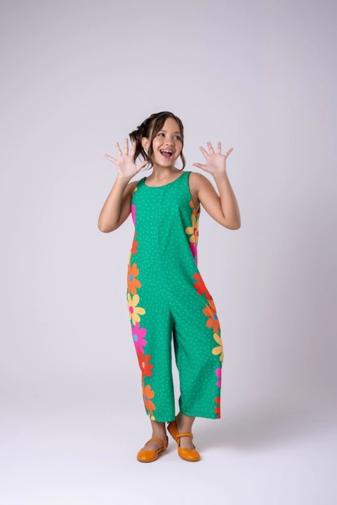 Macacão Perla Verde Flores 0524