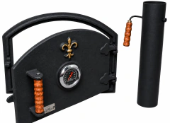 COMBO BASICO (Puerta Horno Barro Fundición c/pirómetro +Chimenea) (Apertura a elección)