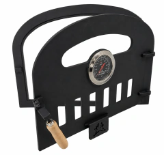 COMBO BASICO CHAPA (Puerta Horno Barro chapa c/pirómetro y vidrio +Chimenea) (Apertura derecha) - tienda online