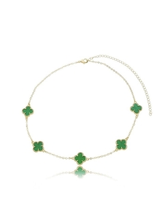 Choker trevos verde folheado 35cm + extensor