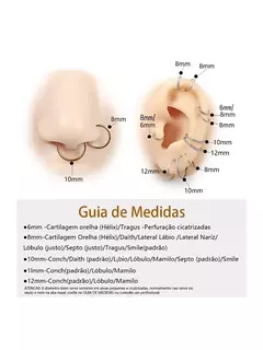 Piercing aço cirúrgico 10mm dourado ou prateado - Pedra Rosa Joias