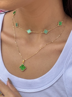 Choker trevos verde folheado 35cm + extensor - comprar online