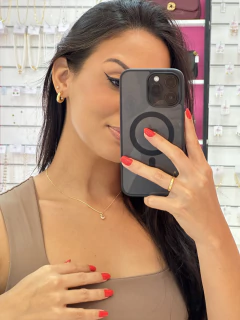 Argolinha tubo M folheado - Pedra Rosa Joias