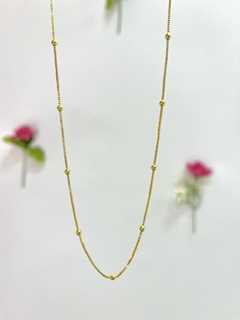 Colar longuinho veneziana com bolinhas folheado - Pedra Rosa Joias