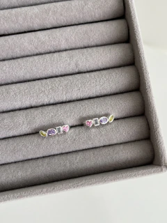 Ear cuff zircônias coloridas e formatos diversos prata 925