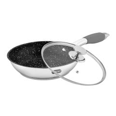 Sartén Con Tapa 24 cm Acero Inoxidable Antiadherente Inducción Fraciel