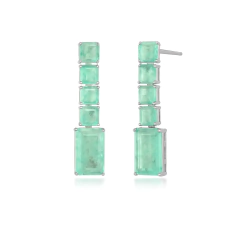 Brinco Pêndulo Fusion Esmeralda Colombiana Banhado a Ouro - comprar online