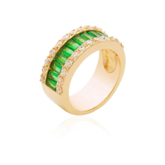 Anel Cris com Baguetes e Cravação