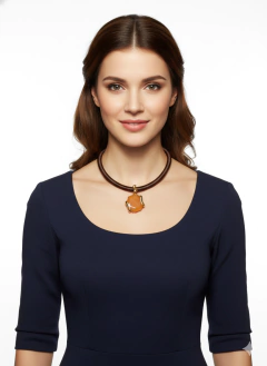 Colar Fio Encerado com Pingente Pedra Natural com Fecho Removível 45CM - comprar online