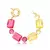 Pulseira com Cristais Retangulares Rosa e Amarelo Banhado a Ouro 18K
