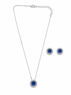 Conjunto Ponto de Luz Cravejado Safira 46cm