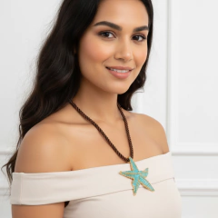 Colar Corda Torcida com Pingente Estrela do Mar 45CM - comprar online