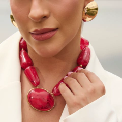 Colar Resort Dourado & Resina Irregular 50CM Edição Naturale - comprar online