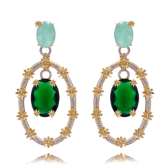 Brinco Maxi Pêndulo com Cristais Coloridos - comprar online