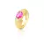 Anel Texturizado com Cristal Oval Rosa Escuro Banhado a Ouro - comprar online