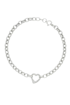 Colar Elos Com Coração Cravejado de Zircônias 45CM - comprar online