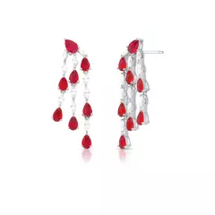 Brinco Pêndulo Com Cristais Gota Navete Banhado a Ródio - comprar online