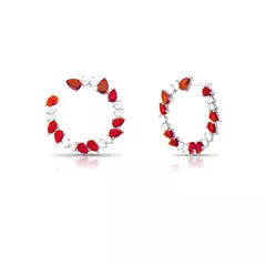 Brinco Party Redondo Cristais Gota Intercalados Banhado a Ródio - comprar online