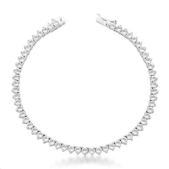 Pulseira Riviera com Cristais Redondos Banhado a Ródio Incolor