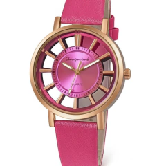 Relógio Casual Quartzo Pulseira de Couro PU Pink