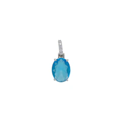 Pingente Oval com Argola Cravejada Fecho Click 15MM