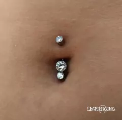 Ombligo titanio doble cristal