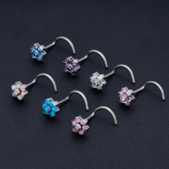 Nostril Zirconia flor Titanio - Lmpiercing