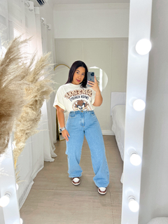 Calça Wide Leg Jeans Lavagem Basic - comprar online