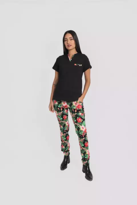 Ambo negro estampado