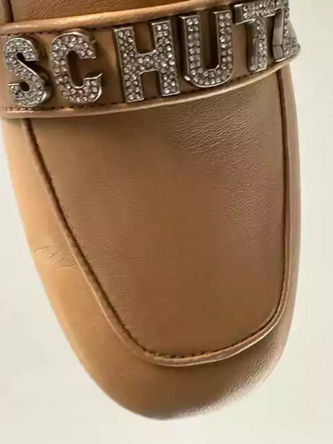 SCHUTZ MOCASSIM COURO LOGO NUDE