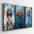 Quadro Decorativo Jesus e Maria Em Oração Cruz - Kit de 3 Quadros