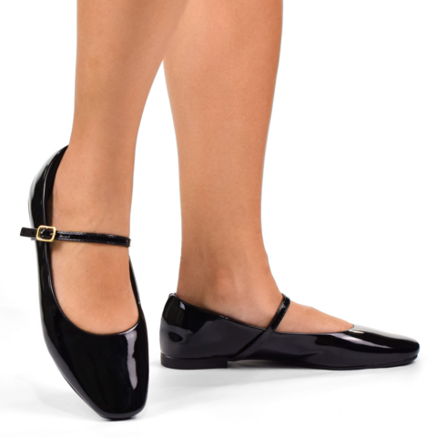 Sapato Feminino Sapatilha Bico Quadrado Mary Jane Boneca Social para Trabalhar - comprar online