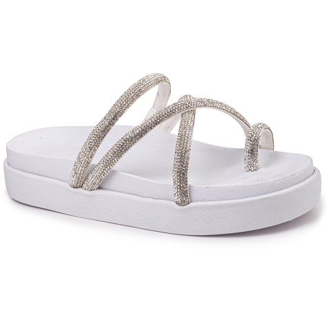 Sandália Feminina Birken Rasterinha Papete Flatform Dedo Luxo Strass Sola Alta Confortável Macia - comprar online