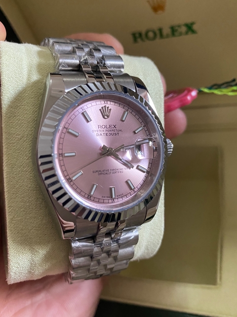 Relógio Rolex datejust rosa com Caixa e Manual