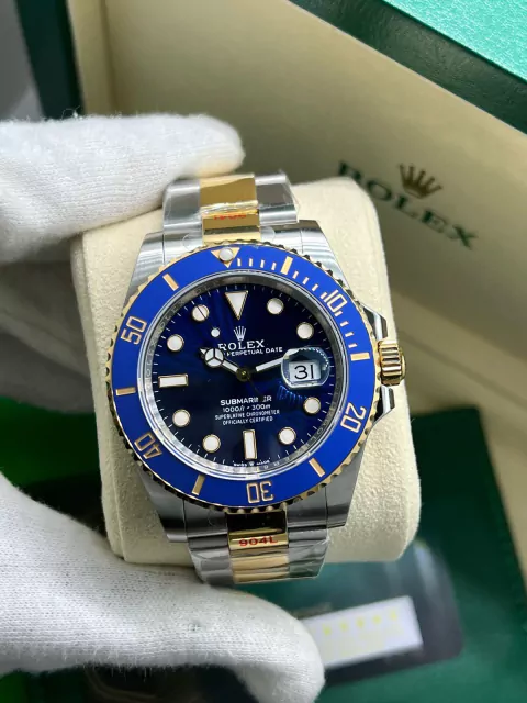 Relógio Rolex Submariner Misto Azul 18k na caixa