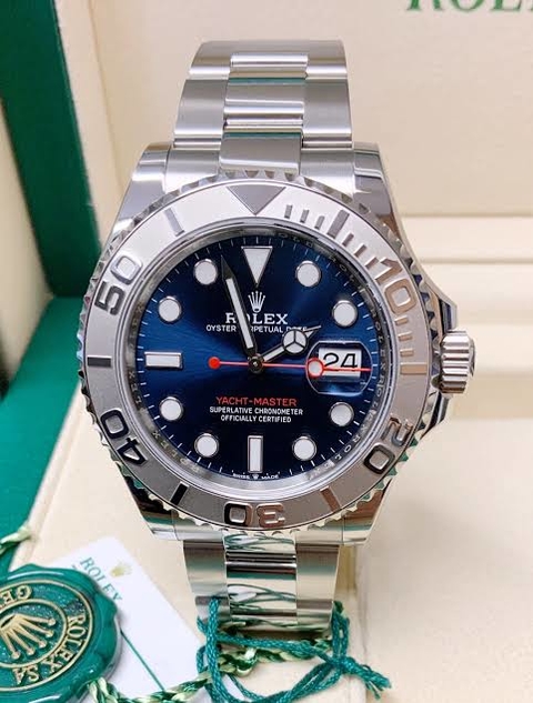 Relógio Rolex Yacht-Master Azul na Caixa e Manual
