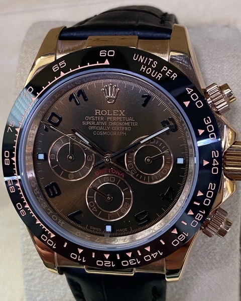 Relógio Rolex Daytona marrom Couro Caixa e Manual