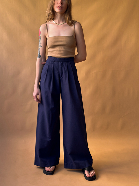 Pantalona Divina em Linho Misto - Marinho