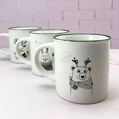 JARRO RECTO BLANCO MATE CON ANIMALES