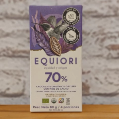Chocolate Orgánico Equiori 70% con NIBS