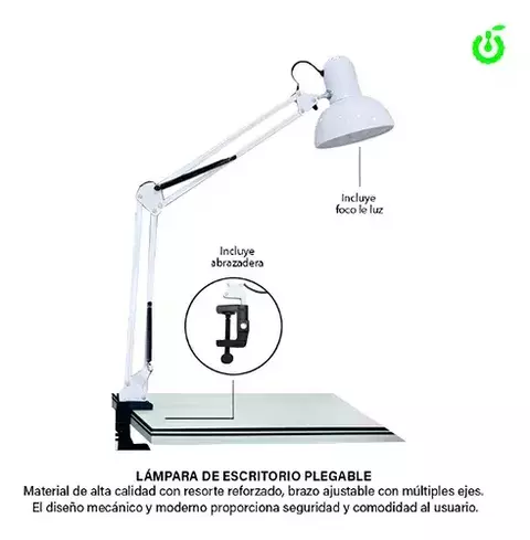 Lampara Articulada Plegable Con Foco - Cherimoya