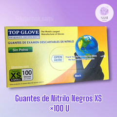 Guantes de Nitrilo - Negro - Talle XS Caja x100U. - comprar online
