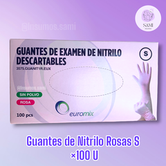 Guantes de Nitrilo - Rosa - Talle S Caja x100U.