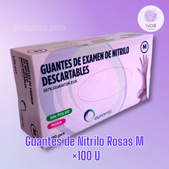 Guantes de Nitrilo - Rosa - Talle M Caja x100U. - comprar online